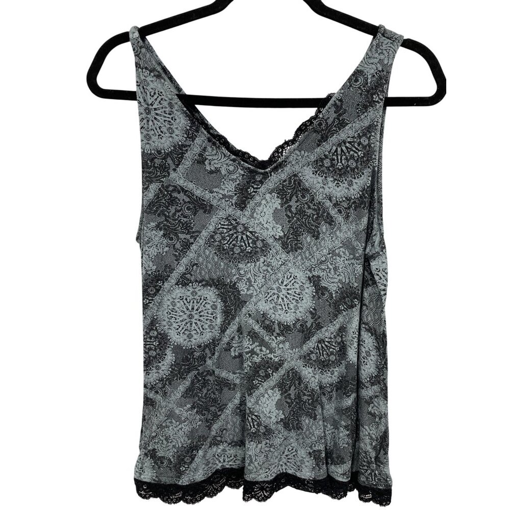 Maurices V Neck Sleeveless Lace Tank Top Size Large Mandala Rayon Blend Bohemian